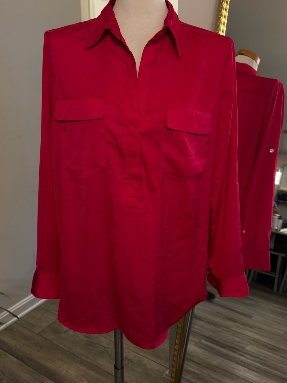 New York & Company Bright Red Blouse